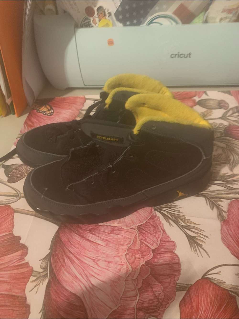 Jordan Kids Black High-Top Sneakers with Yellow Accents